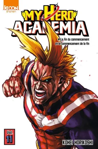 Couverture du manga My hero academia Tome 11, « La fin du commencement et le commencement de la fin »