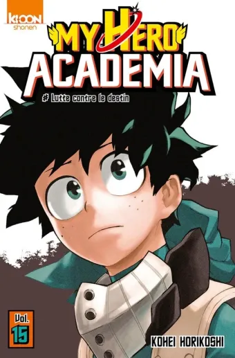 Couverture du manga My hero academia Tome 15, « Lutte contre le destin »