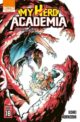 Couverture du manga My hero academia Tome 18, « Un avenir radieux »