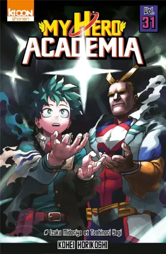 Couverture du manga My hero academia Tome 31, « Izuku Midoriya et Toshinori Yagi »