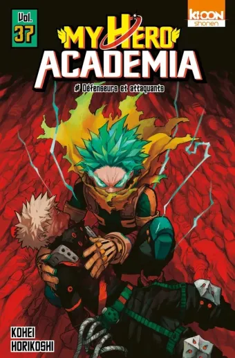 Couverture du manga My hero academia Tome 37, « Défenseure et attaquante »