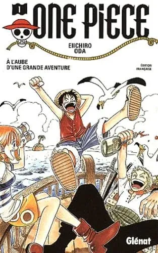Couverture du manga One Piece – Édition de 2000 Tome 1, « À l'aube d'une grande aventure »