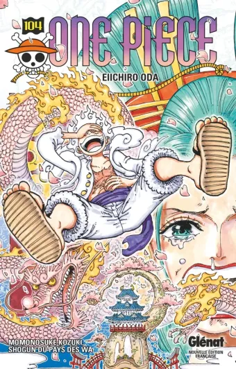 Couverture du manga One Piece – Édition originale Tome 104, « Momonosuké Kozuki, shogun du pays des Wa »