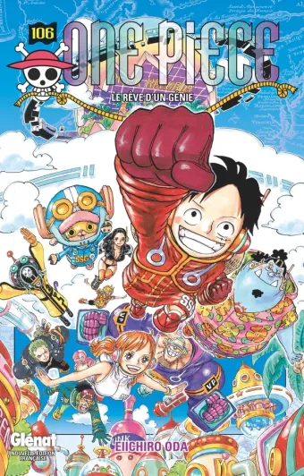 Couverture du manga One Piece – Édition originale Tome 106, « Le rêve d'un génie »