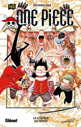 Couverture du manga One Piece – Édition originale Tome 43, « La légende du héros »