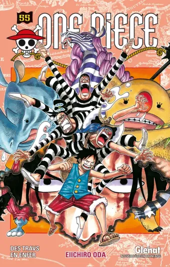 Couverture du manga One Piece – Édition originale Tome 55, « Des travs en enfer »