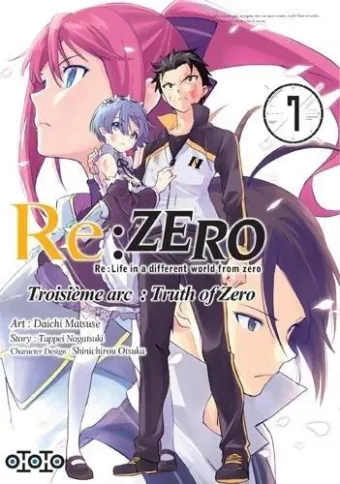Couverture du manga Re-zero, re-life in a different world from zero, troisième arc, truth of zero Tome 7