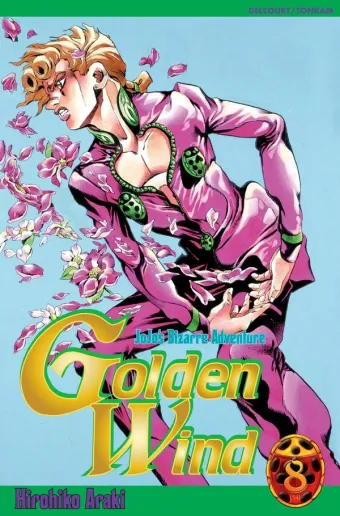 Couverture du manga Golden wind Tome 8, « La contre-attaque de Gold experience »