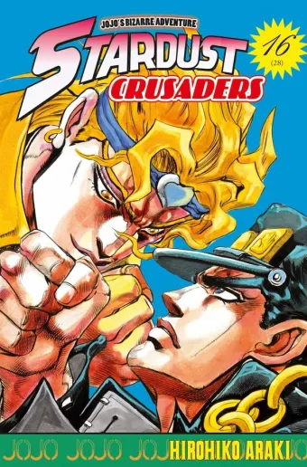 Couverture du manga Stardust crusaders Tome 16, « Un long périple, adieu les amis »
