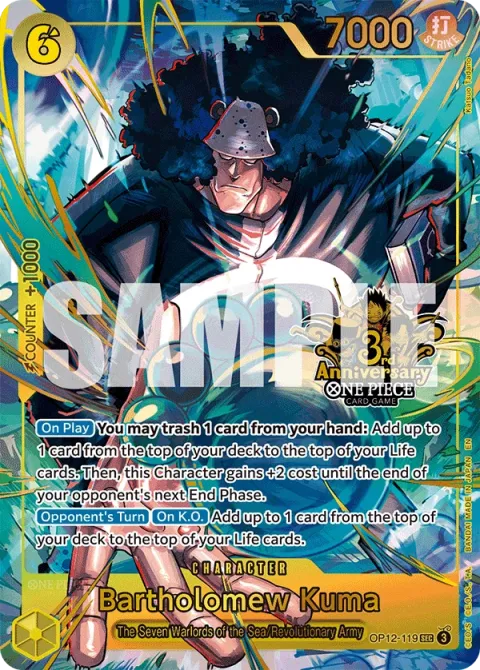 Carte One Piece Bartholomew Kuma OP12-119 · parallèle 2, extension Cartes d'autres produits