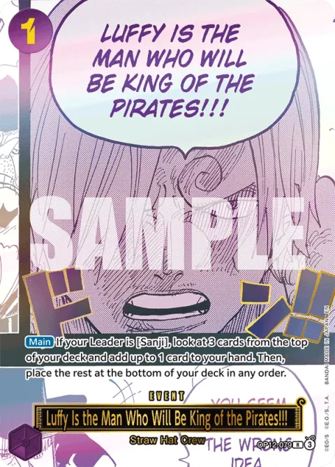 Carte One Piece Luffy Is the Man Who Will Be King of the Pirates!!! OP12-079 · parallèle, extension Cartes d'autres produits