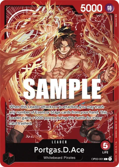 Carte One Piece Portgas.D.Ace OP03-001 · parallèle 2, extension Cartes d'autres produits