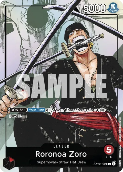 Carte One Piece Roronoa Zoro OP01-001 · parallèle 2, extension Cartes d'autres produits