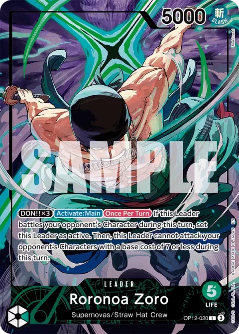 Carte One Piece Roronoa Zoro OP12-020 · parallèle 4, extension Cartes d'autres produits