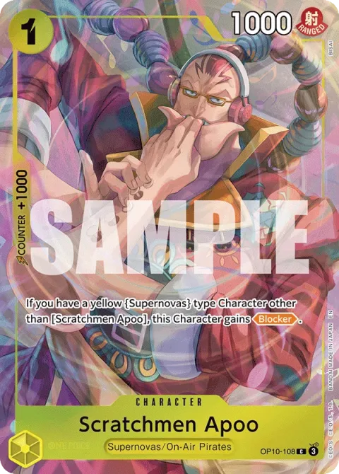 Carte One Piece Scratchmen Apoo OP10-108 · parallèle 2, extension Cartes d'autres produits