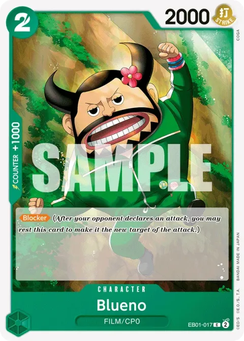 Carte One Piece Blueno EB01-017, extension Memorial Collection (sortie anglaise)