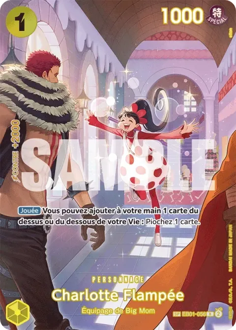 Carte One Piece Charlotte Flampée EB01-056 · parallèle, extension Memorial Collection (sortie anglaise)