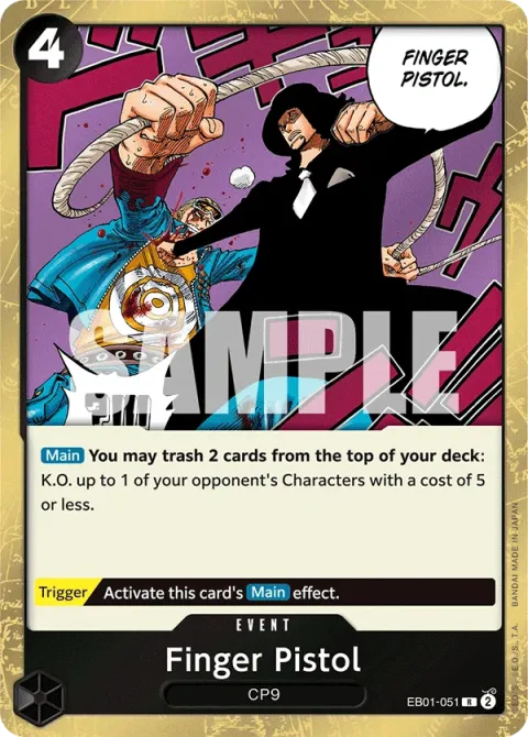 Carte One Piece Finger Pistol EB01-051, extension Memorial Collection (sortie anglaise)
