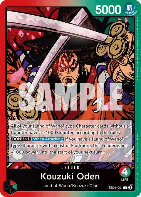 Carte One Piece Kouzuki Oden EB01-001, extension Memorial Collection (sortie anglaise)