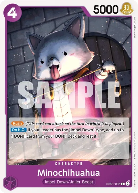 Carte One Piece Minochihuahua EB01-036, extension Memorial Collection (sortie anglaise)