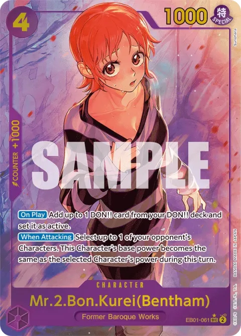 Carte One Piece Mr.2.Bon.Kurei(Bentham) EB01-061 · parallèle, extension Memorial Collection (sortie anglaise)