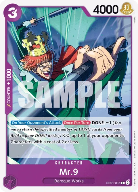 Carte One Piece Mr. 9 EB01-037, extension Memorial Collection (sortie anglaise)