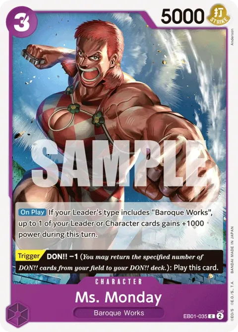 Carte One Piece Ms. Monday EB01-035, extension Memorial Collection (sortie anglaise)