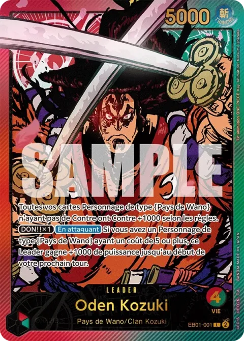 Carte One Piece Oden Kozuki EB01-001 · parallèle, extension Memorial Collection (sortie anglaise)