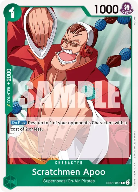 Carte One Piece Scratchmen Apoo EB01-015, extension Memorial Collection (sortie anglaise)