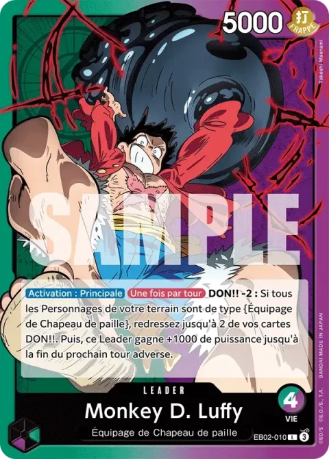 Carte One Piece Monkey D. Luffy EB02-010, extension Anime 25th Collection