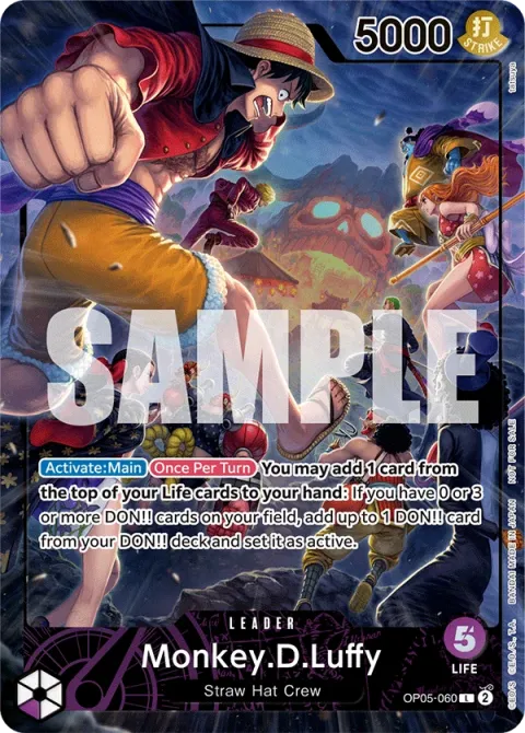 Carte One Piece Monkey.D.Luffy OP05-060 · parallèle 2, extension Anime 25th Collection
