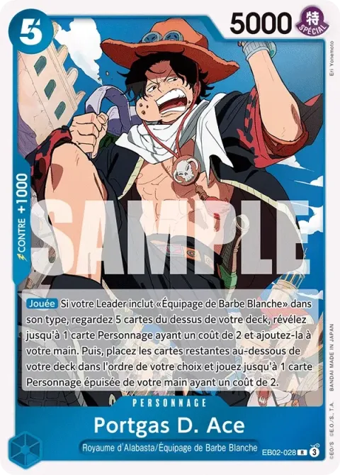Carte One Piece Portgas D. Ace EB02-028, extension Anime 25th Collection