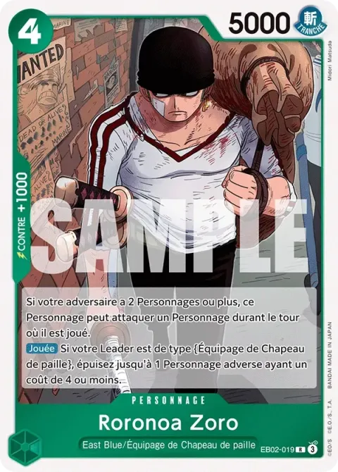 Carte One Piece Roronoa Zoro EB02-019, extension Anime 25th Collection