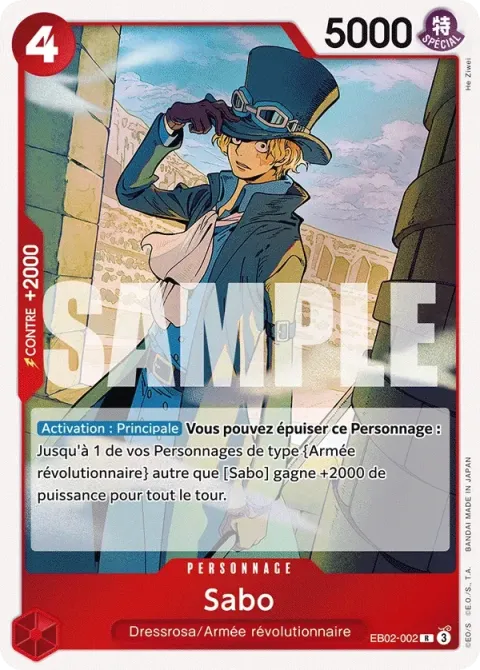 Carte One Piece Sabo EB02-002, extension Anime 25th Collection