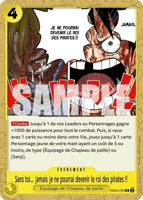 Carte One Piece Sans toi… jamais je ne pourrai devenir le roi des pirates !! EB02-059, extension Anime 25th Collection