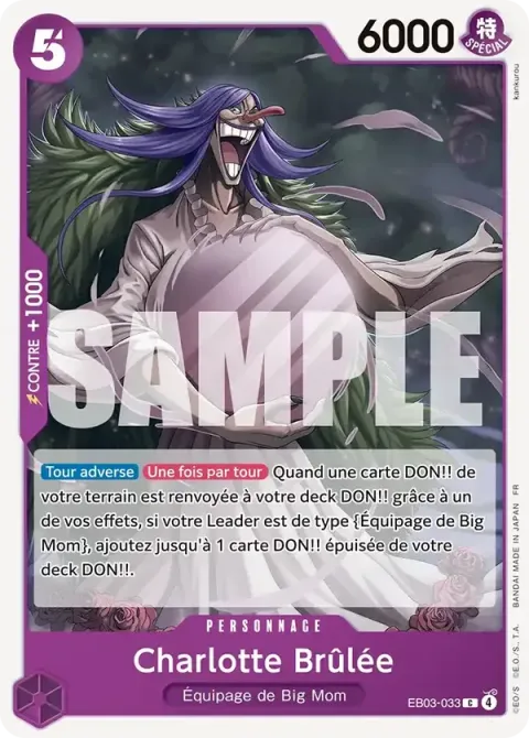 Carte One Piece Charlotte Brûlée EB03-033, extension One Piece Heroines Edition