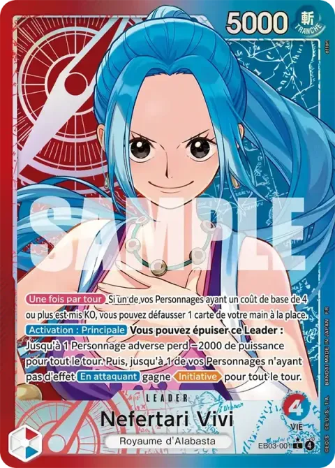 Carte One Piece Nefertari Vivi EB03-001 · parallèle, extension One Piece Heroines Edition