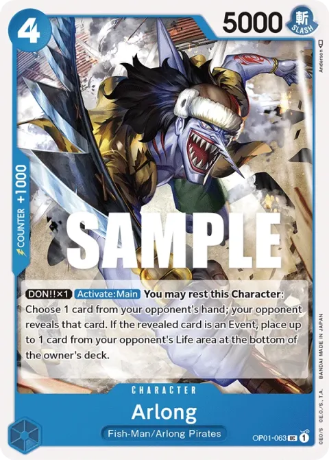 Carte One Piece Arlong OP01-063, extension Romance Dawn (sortie anglaise)