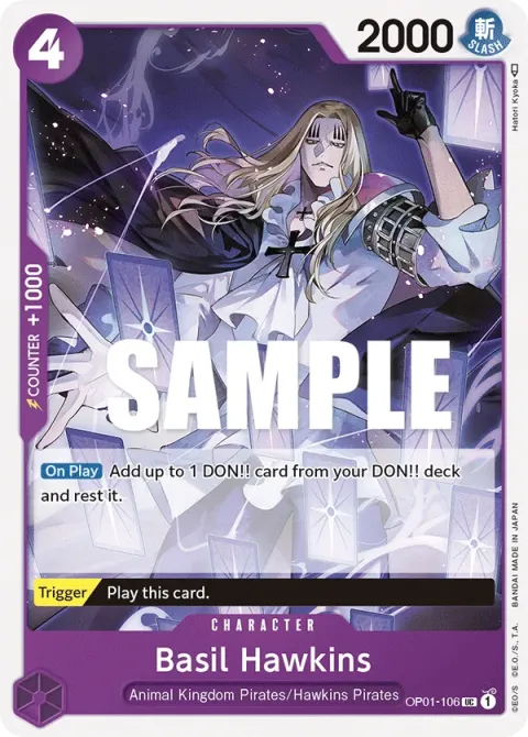 Carte One Piece Basil Hawkins OP01-106, extension Romance Dawn (sortie anglaise)