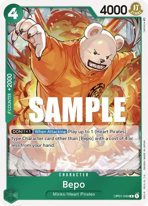 Carte One Piece Bepo OP01-049, extension Romance Dawn (sortie anglaise)