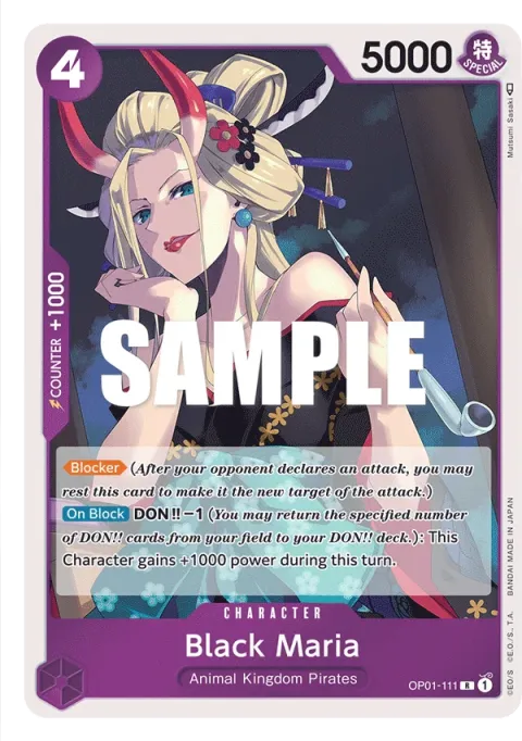 Carte One Piece Black Maria OP01-111, extension Romance Dawn (sortie anglaise)