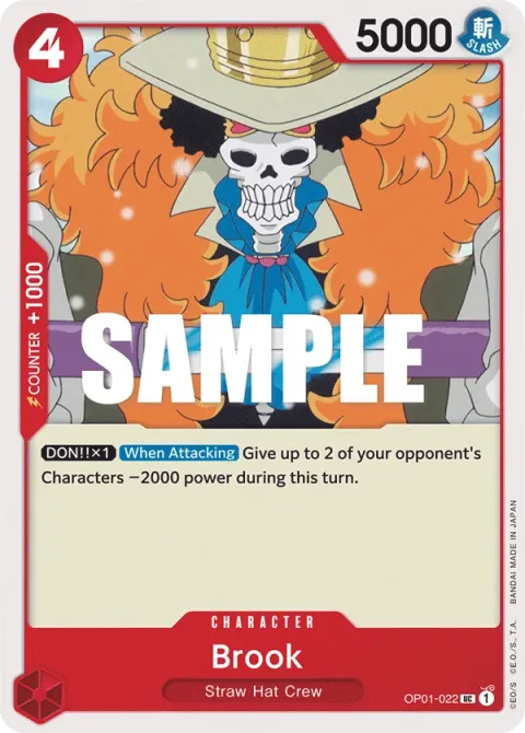 Carte One Piece Brook OP01-022, extension Romance Dawn (sortie anglaise)