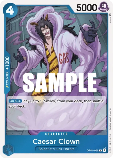 Carte One Piece Caesar Clown OP01-069, extension Romance Dawn (sortie anglaise)