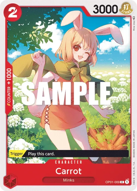 Carte One Piece Carrot OP01-009, extension Romance Dawn (sortie anglaise)