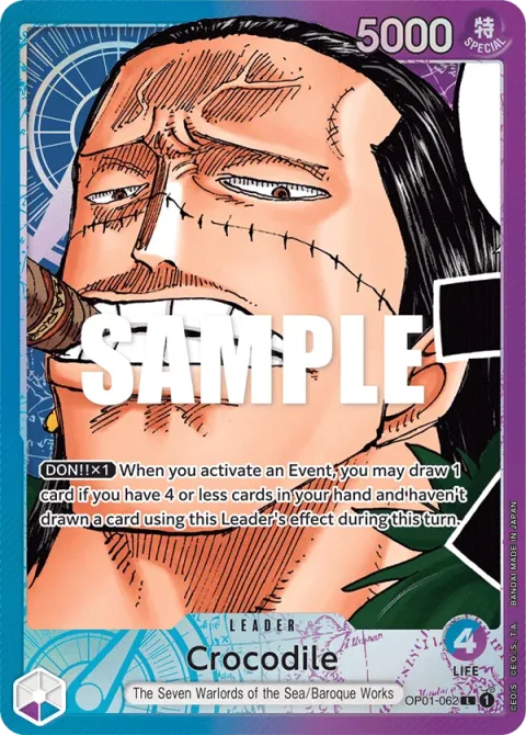 Carte One Piece Crocodile OP01-062 · parallèle, extension Romance Dawn (sortie anglaise)