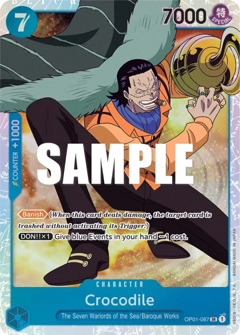 Carte One Piece Crocodile OP01-067, extension Romance Dawn (sortie anglaise)