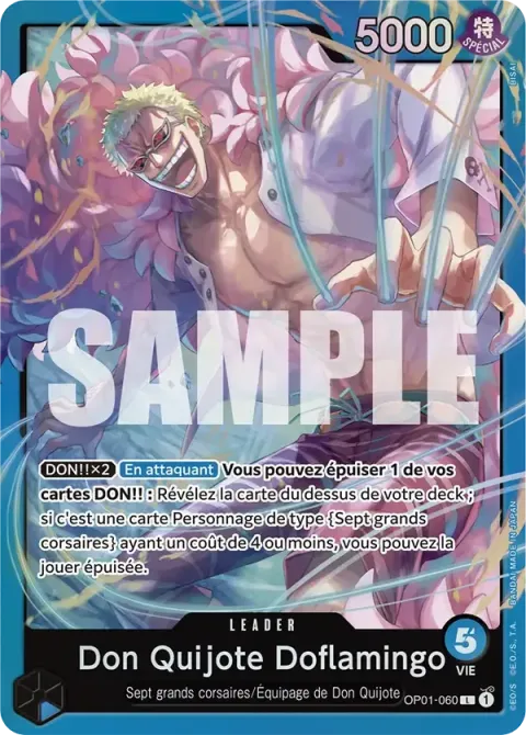 Carte One Piece Don Quijote Doflamingo OP01-060 · parallèle, extension Romance Dawn (sortie anglaise)