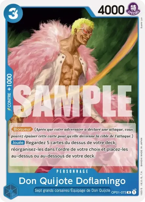 Carte One Piece Don Quijote Doflamingo OP01-073 · parallèle, extension Romance Dawn (sortie anglaise)