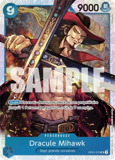 Carte One Piece Dracule Mihawk OP01-070 · parallèle, extension Romance Dawn (sortie anglaise)