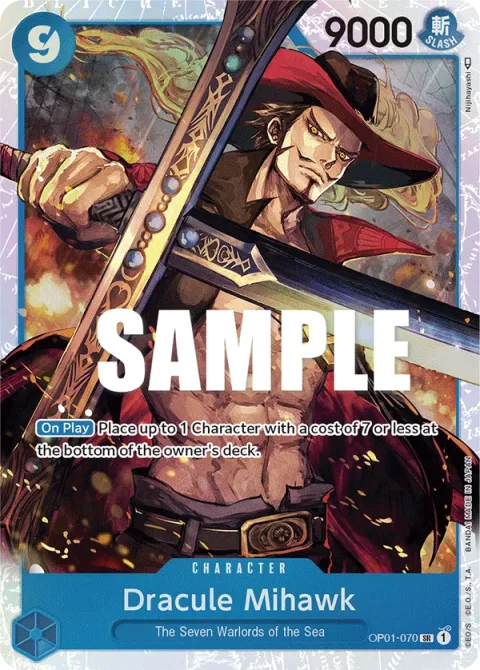 Carte One Piece Dracule Mihawk OP01-070, extension Romance Dawn (sortie anglaise)